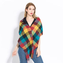 Load image into Gallery viewer, Plaid Cashmere Scarf Shawl and Wrap-around