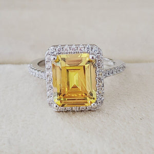 Sterling Silver Yellow Zircon Ring