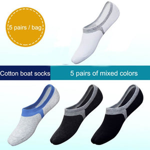 5 Pairs Men's Cotton No Show Boat Socks