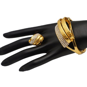 Rhinestone Gold Plated Bracelet and Ring