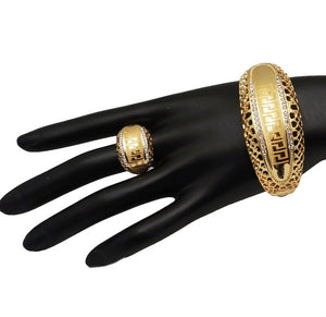 Rhinestone Gold Plated Bracelet and Ring