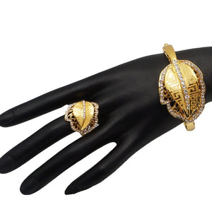 Rhinestone Gold Plated Bracelet and Ring