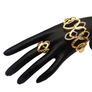 Rhinestone Gold Plated Bracelet and Ring