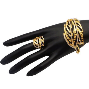 Rhinestone Gold Plated Bracelet and Ring
