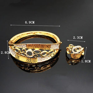 Rhinestone Gold Plated Bracelet and Ring