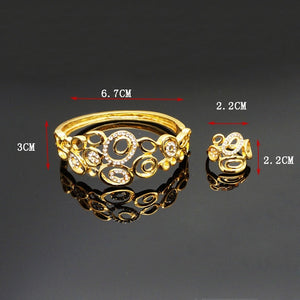 Rhinestone Gold Plated Bracelet and Ring