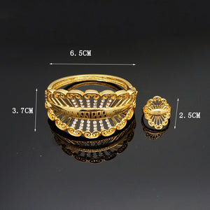 Rhinestone Gold Plated Bracelet and Ring
