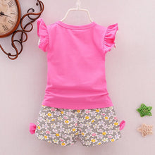 Load image into Gallery viewer, 2pc Baby and Toddlers Candy Print T-Shirt and Floral Shorts
