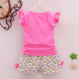 2pc Baby and Toddlers Candy Print T-Shirt and Floral Shorts