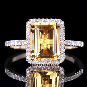 Sterling Silver Yellow Zircon Ring