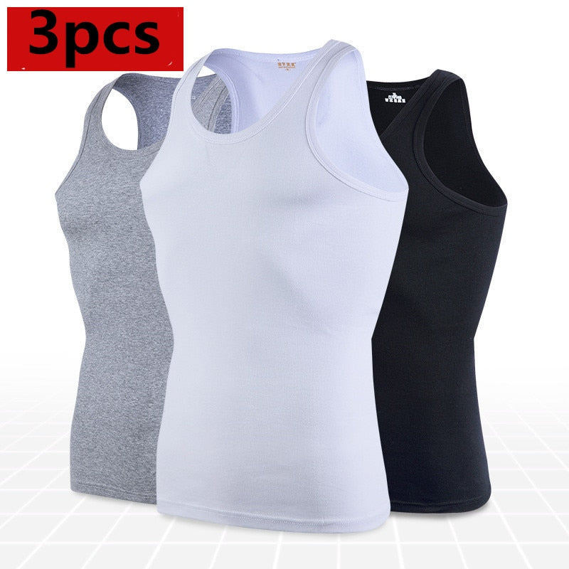 3pc Men's Cotton Sleeveless Vest/Underwear