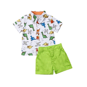 Baby and Toddlers Dinosaur Print Short Sleeve Shirt and Shorts