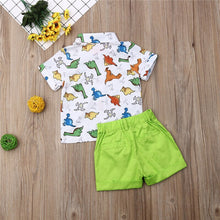 Load image into Gallery viewer, Baby and Toddlers Dinosaur Print Short Sleeve Shirt and Shorts
