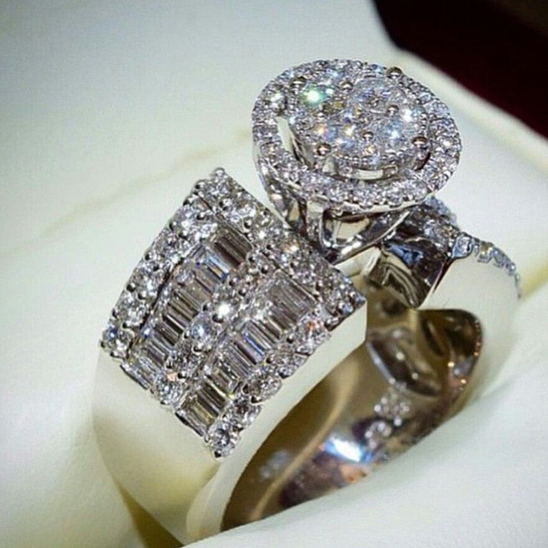 Crystal Sterling Silver Zircon Ring