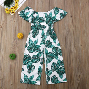 Baby and Toddlers Green Leaf Print Jumpsuit