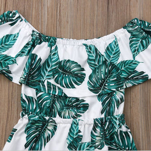 Baby and Toddlers Green Leaf Print Jumpsuit