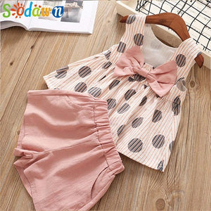 2pc Baby and Toddlers Cute Heart Print Blouse and Skirt