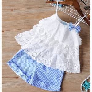 2pc Baby and Toddlers Cute Heart Print Blouse and Skirt
