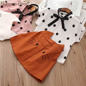 2pc Baby and Toddlers Cute Heart Print Blouse and Skirt