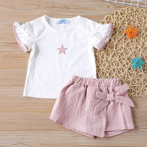 2pc Baby and Toddlers Cute Heart Print Blouse and Skirt