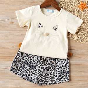 2pc Baby and Toddlers Cute Heart Print Blouse and Skirt