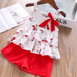 2pc Baby and Toddlers Cute Heart Print Blouse and Skirt