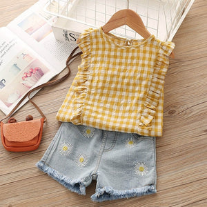 2pc Baby and Toddlers Cute Heart Print Blouse and Skirt