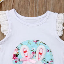 Load image into Gallery viewer, 2pc Baby and Toddlers Sleeveless Rabbit Blouse and Floral Skirt

