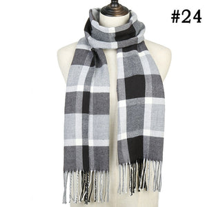 Plaid Cashmere Scarf Shawl and Wrap-around
