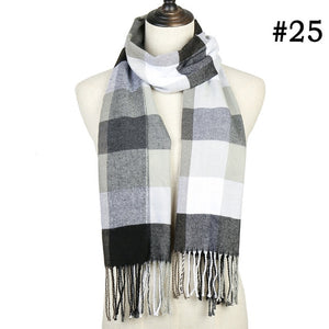Plaid Cashmere Scarf Shawl and Wrap-around