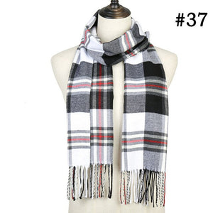 Plaid Cashmere Scarf Shawl and Wrap-around