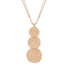 Round Pendant Necklace with Long Chains