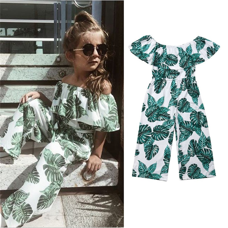 Baby and Toddlers Green Leaf Print Jumpsuit