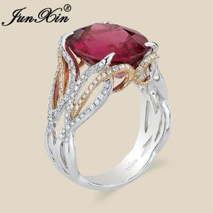 Red Stone Crystal Zircon Oval Ring