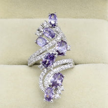 Load image into Gallery viewer, White Topaz Purple Amethyst Sterling Silver Ring
