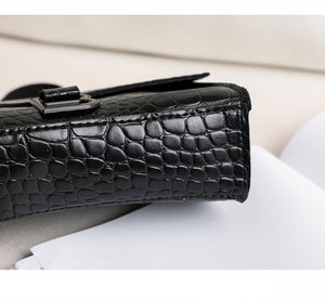 Crocodile Skin Embossed Shoulder Handbag