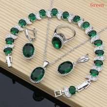 Load image into Gallery viewer, Sterling Silver Crystal Zircon Pendant Necklace Bracelet Earrings and Ring
