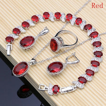 Load image into Gallery viewer, Sterling Silver Crystal Zircon Pendant Necklace Bracelet Earrings and Ring
