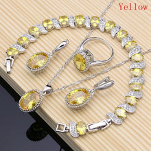 Load image into Gallery viewer, Sterling Silver Crystal Zircon Pendant Necklace Bracelet Earrings and Ring
