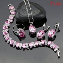 Load image into Gallery viewer, Sterling Silver Crystal Zircon Pendant Necklace Bracelet Earrings and Ring
