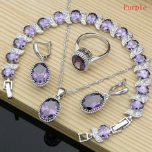 Load image into Gallery viewer, Sterling Silver Crystal Zircon Pendant Necklace Bracelet Earrings and Ring
