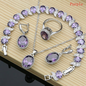 Sterling Silver Crystal Zircon Pendant Necklace Bracelet Earrings and Ring