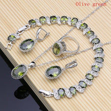 Load image into Gallery viewer, Sterling Silver Crystal Zircon Pendant Necklace Bracelet Earrings and Ring
