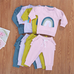 Baby and Toddlers Long Sleeve Rainbow Print Top and Pants