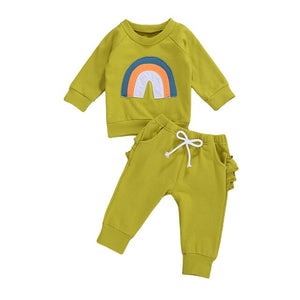 Baby and Toddlers Long Sleeve Rainbow Print Top and Pants