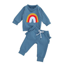 Load image into Gallery viewer, Baby and Toddlers Long Sleeve Rainbow Print Top and Pants
