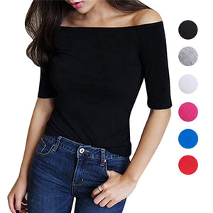 Off Shoulder Half Sleeves Pullover Casual Top