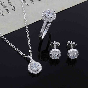 Crystal Pendant Necklace Earrings and Ring