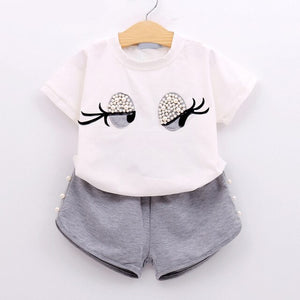 2pc Baby and Toddlers Cute Heart Print Blouse and Skirt