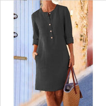 Load image into Gallery viewer, Linen Round Neck Dress
